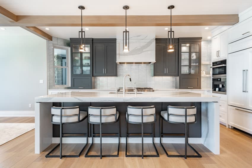 Kitchen with island and backsplash