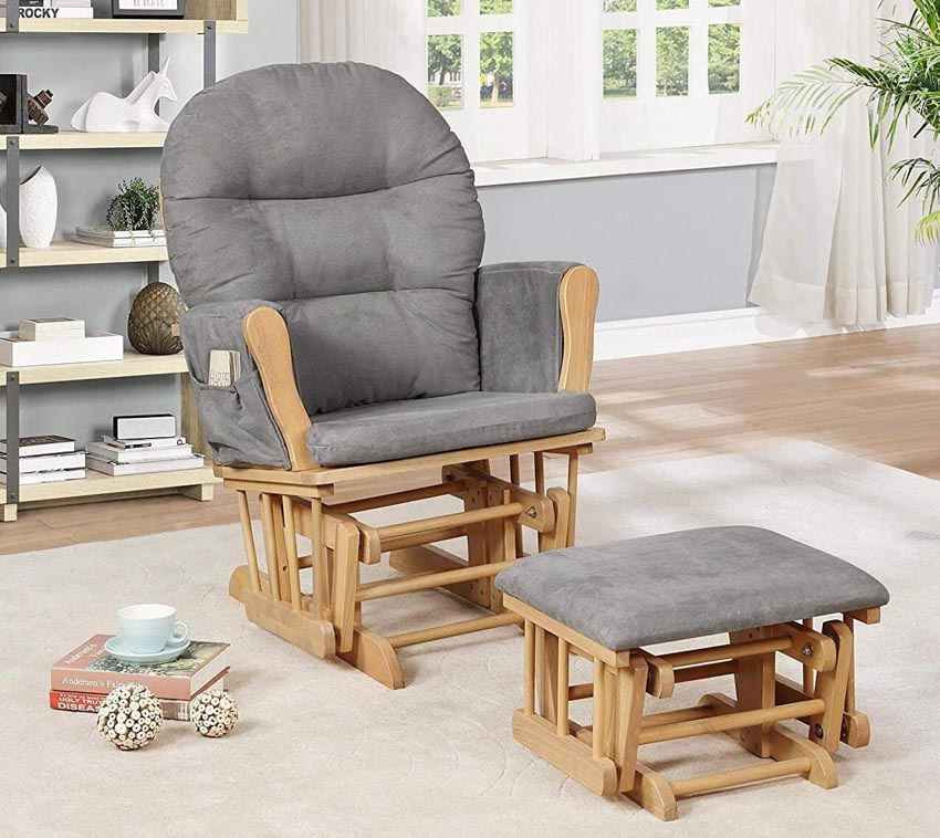Arm rocking chair with ottoman