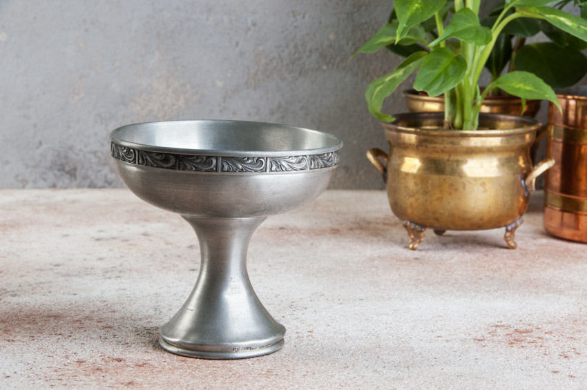 Metal compote vase for home interiors