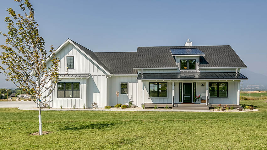 White painted house with shutters