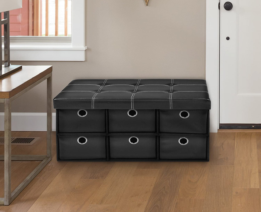 Ottoman with drawers for storage and seating