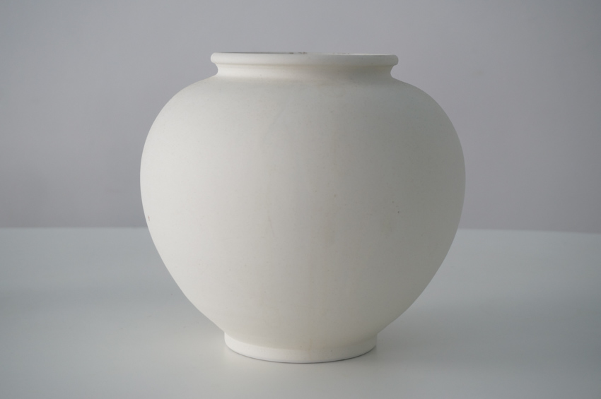 White rotund vase