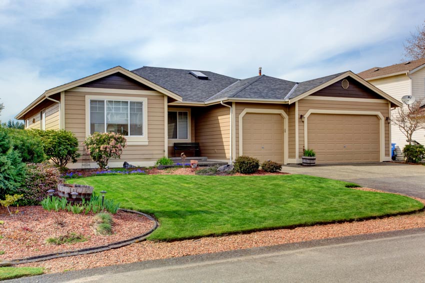 1950s traditional home with black roof