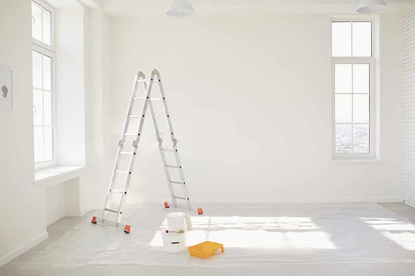 Newly painted room with step ladder