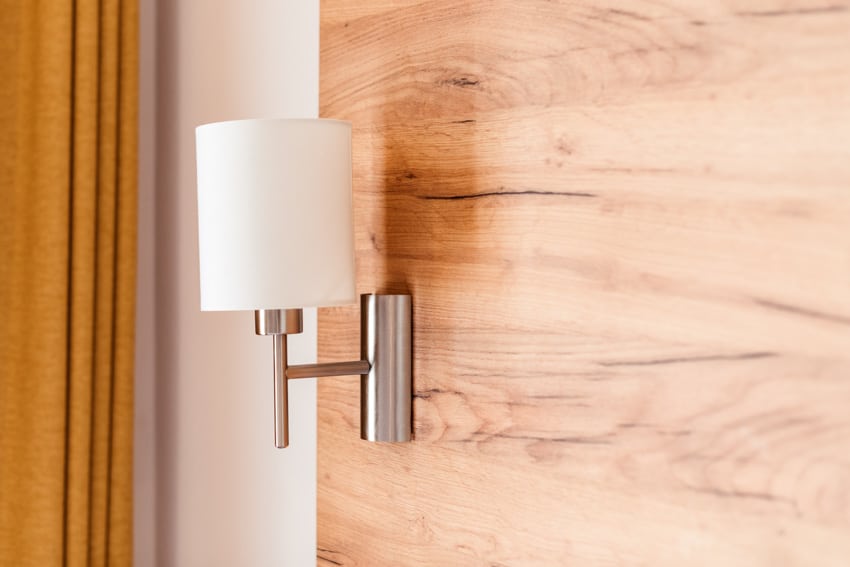All around sconce on wooden wall