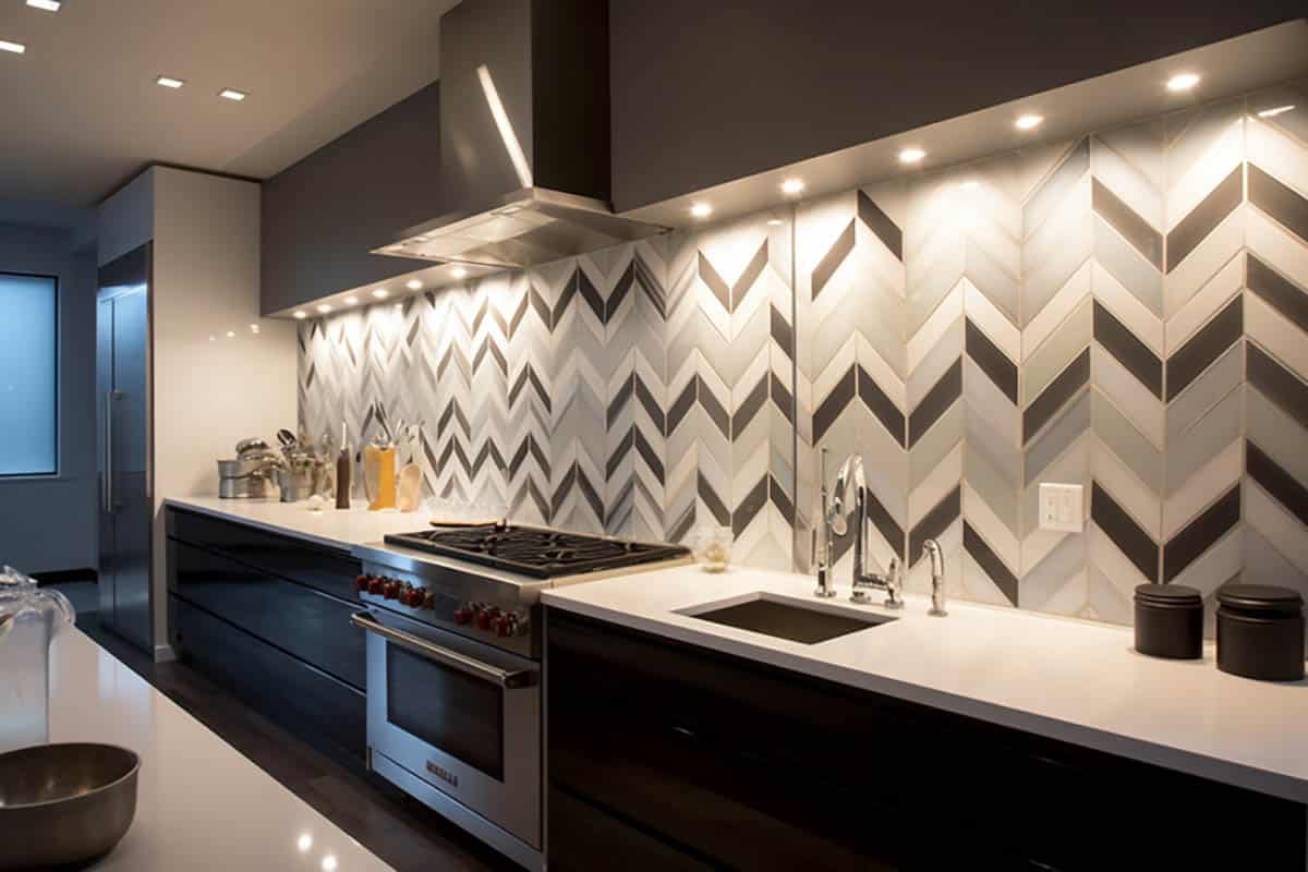 Wall tile in kitchen with different colors