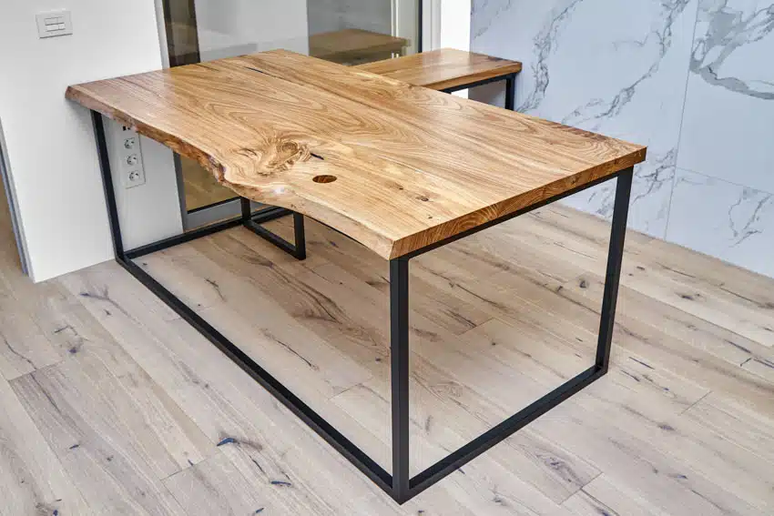 Dining table made of bookmatch wood for home interiors