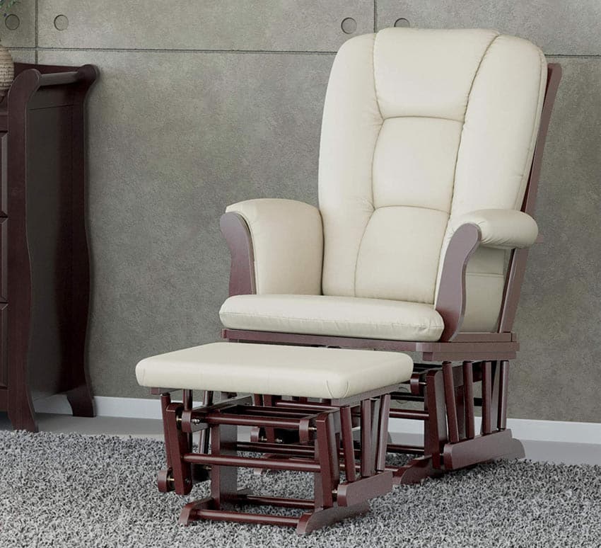 Glider chair leather with ottoman for house interiors
