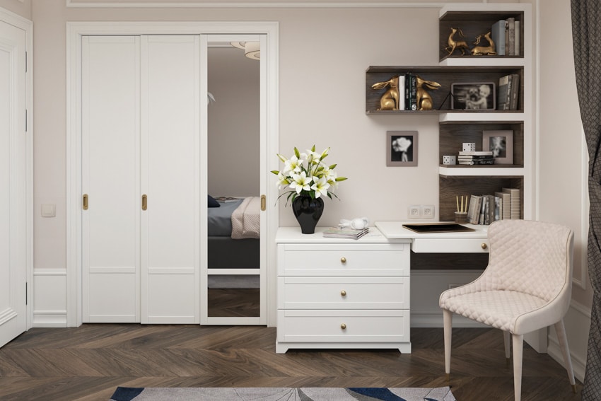 Home office table with drawers