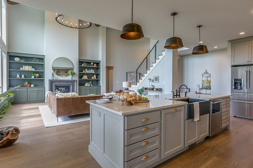 Kitchen island with several drawers and a countertop