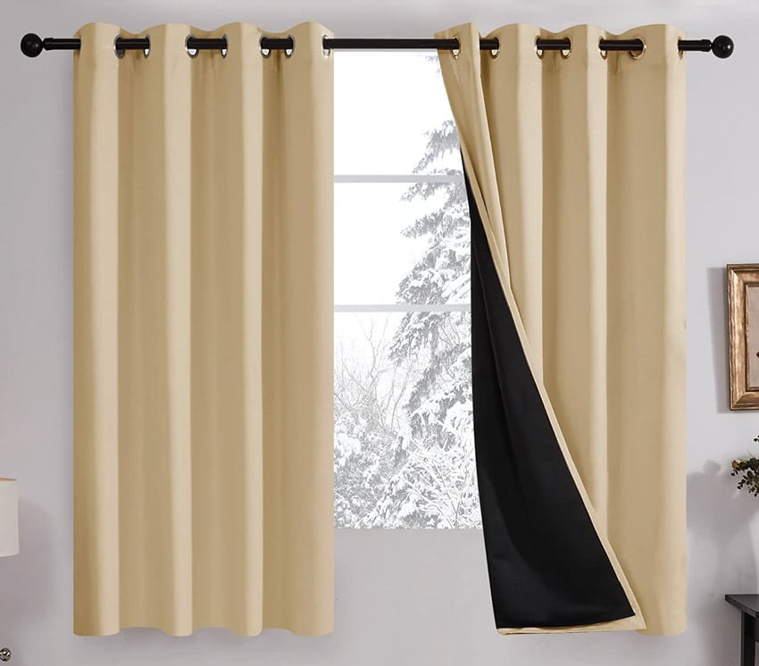 Noise cancelling curtain panel for laundry rooms