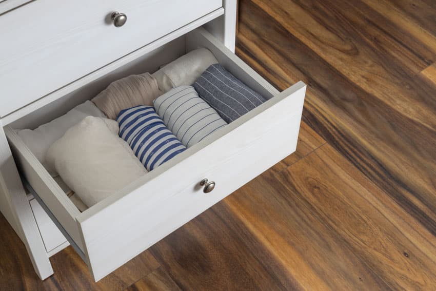 Open drawer with different towels