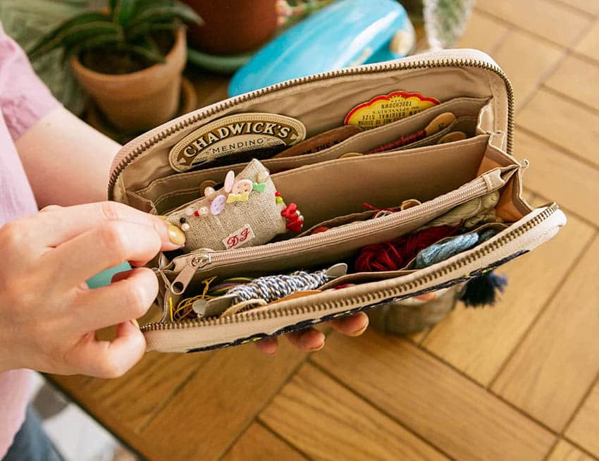 Pocket drawer filled with small items