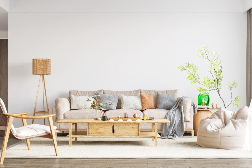Scandinavian inspired living room interior with non toxic furniture