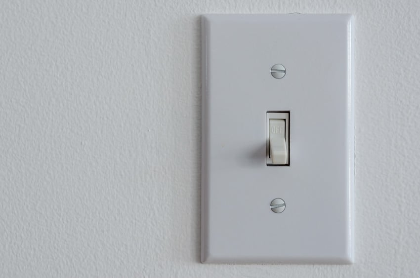 White toggle dimmer switch control for home interiors