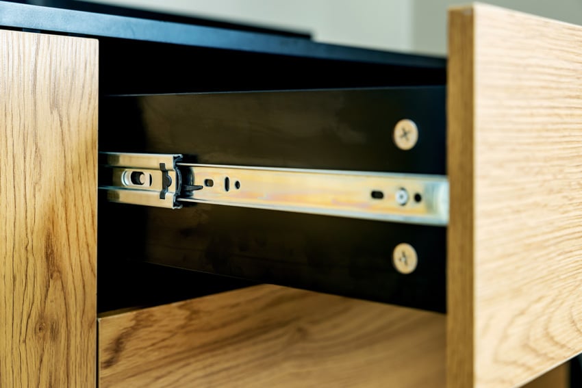 Wood drawer with ball bearing slide