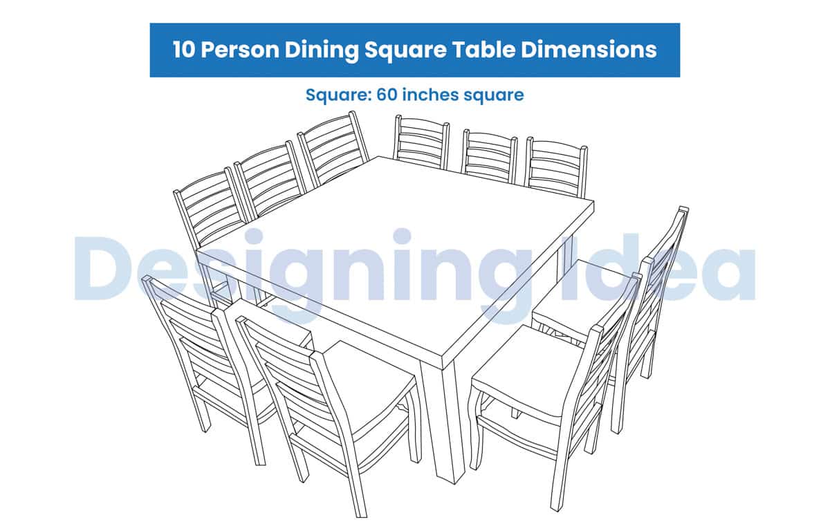 10 Person Square Dining Table