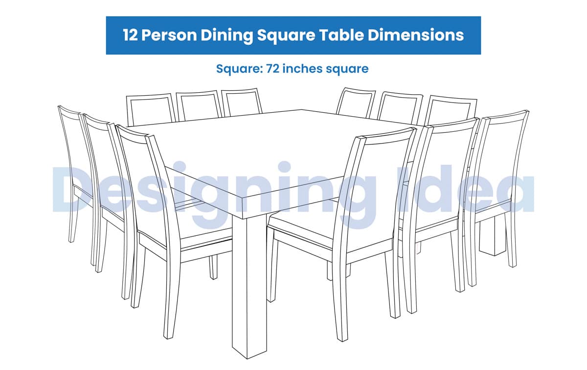 12 Person Square Dining Table
