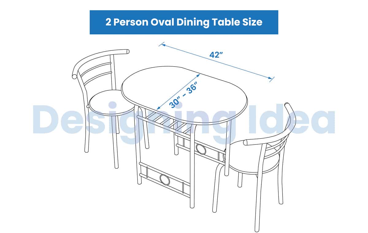 2 Person Oval Dining Table Size