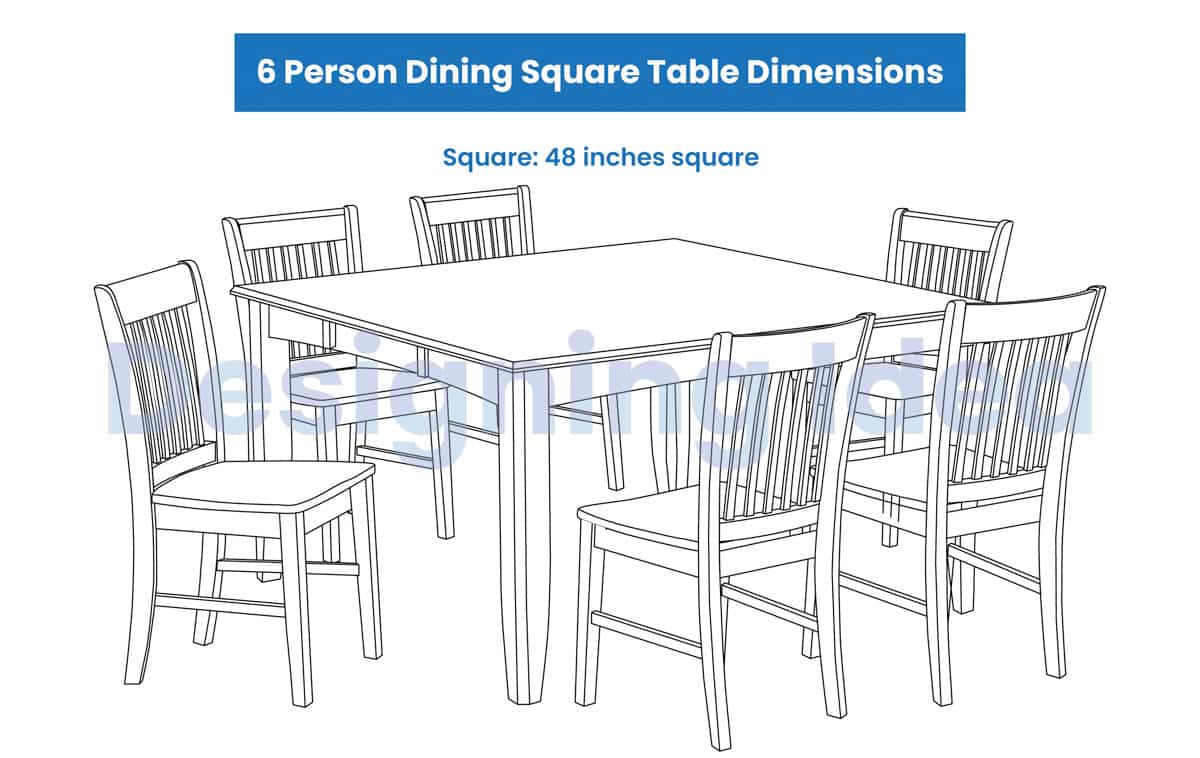 6 Person Square Dining Table