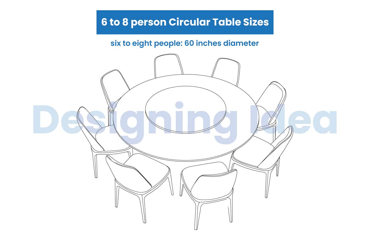 6 to 8 person Circular Table Sizes