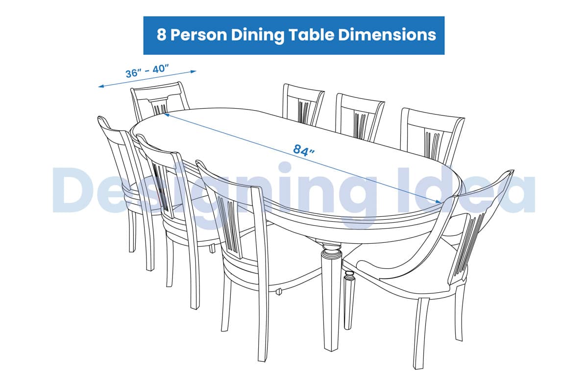 8 Person Oval Dining Table Size
