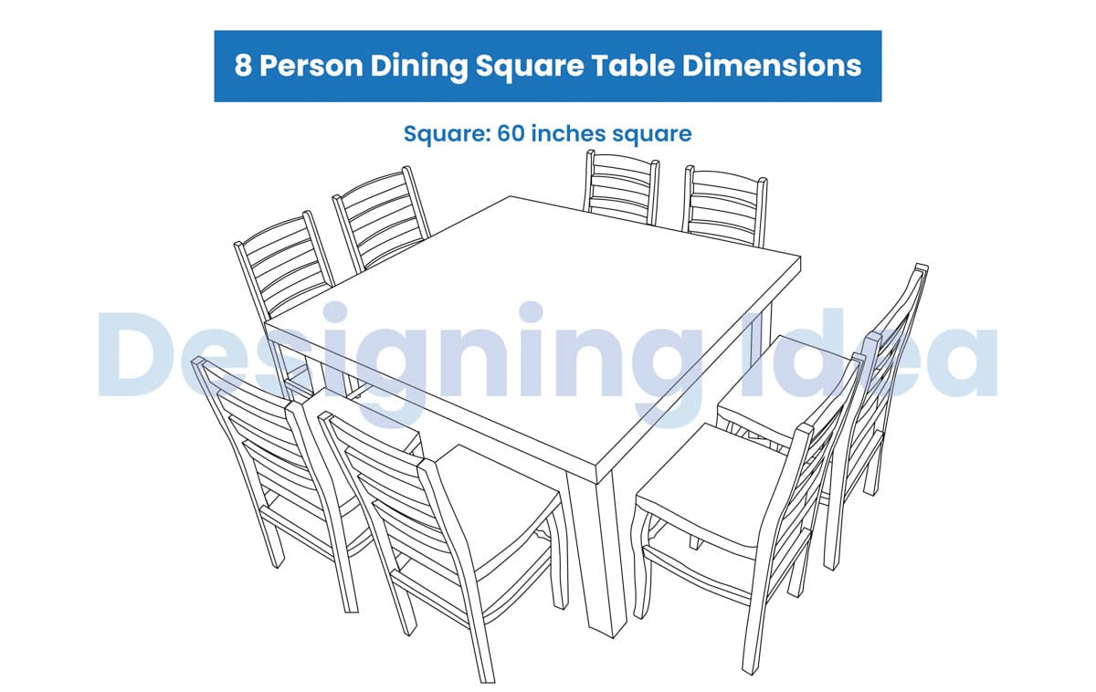 8 Person Square Dining Table