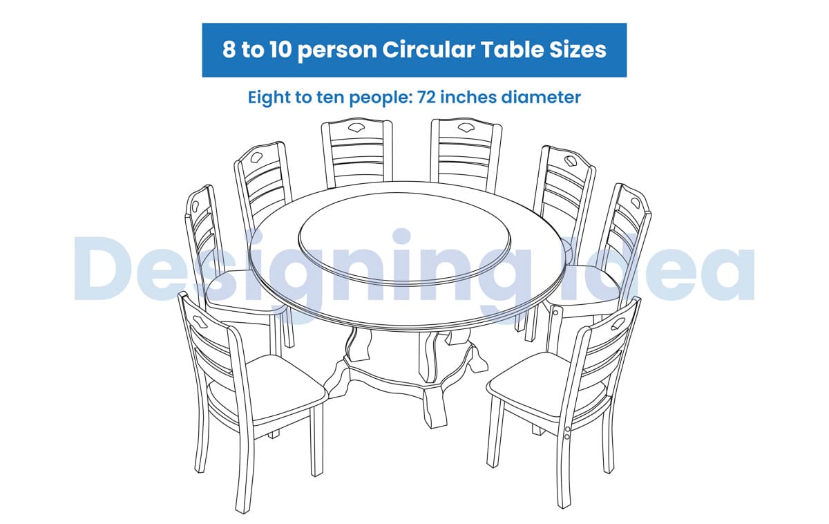 10 to 12 person Circular Table Sizes
