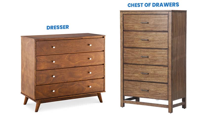 Dresser and chest of drawers