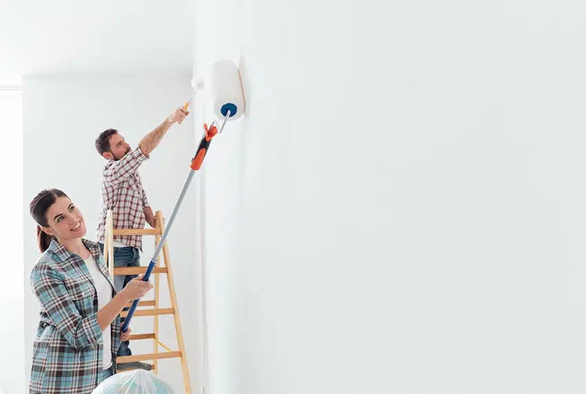 Painting wall with roller
