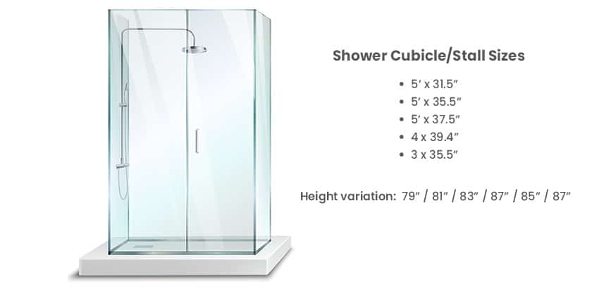 Shower cubicle stall sizes