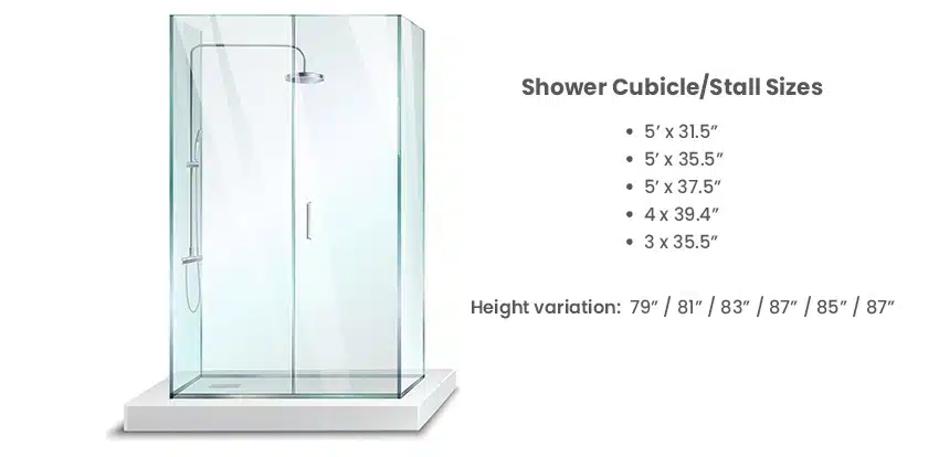 Shower cubicle stall sizes