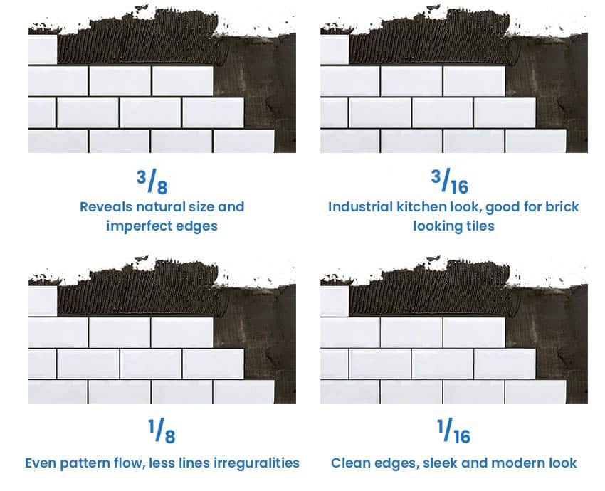 Standard subway tile grout spacing