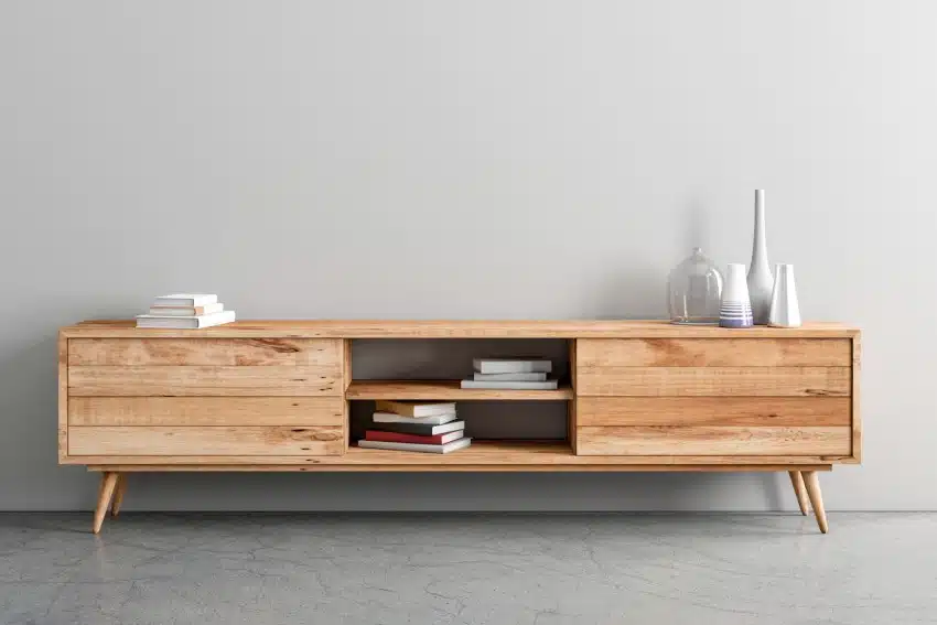 Alder tv console in empty room