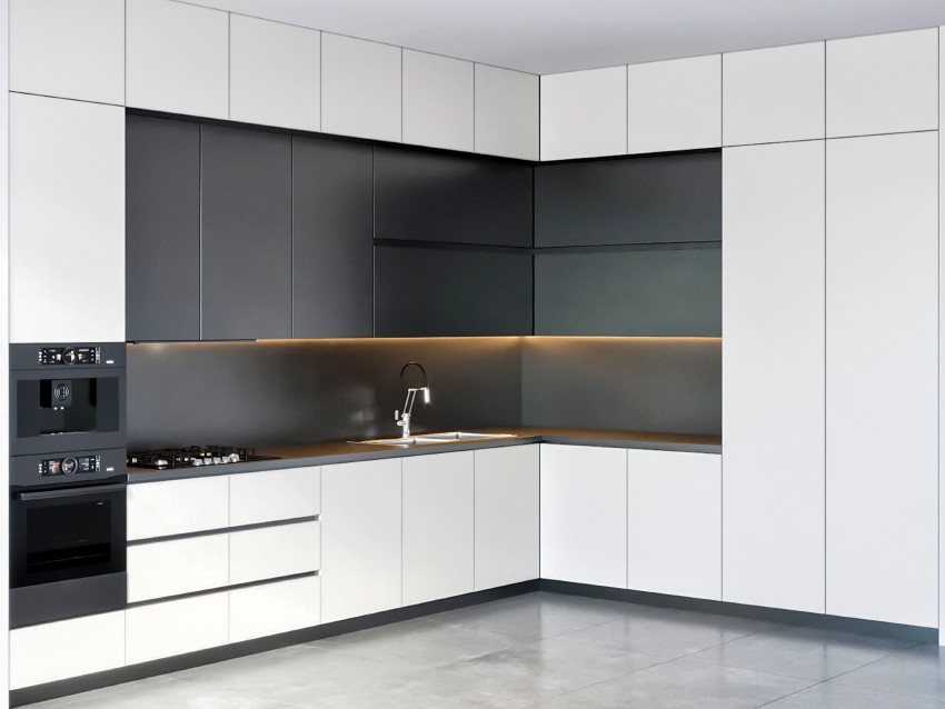 Black and white modern luxury kitchen interior design