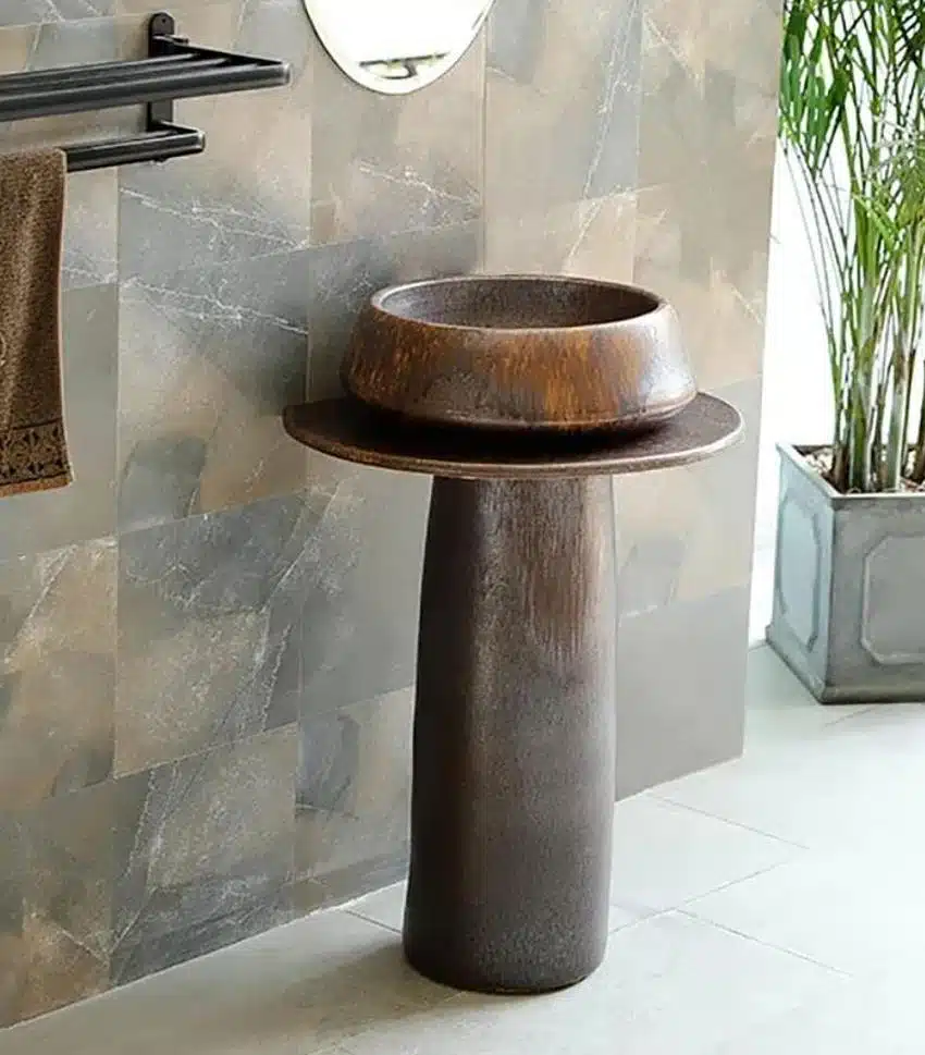 Copper pedestal sink