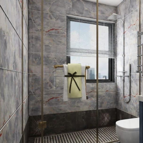 Vinyl Shower Walls Panels Tiles Planks   Dark Modern Bathroom With Vinyl Shower Walls Ss 608x608 