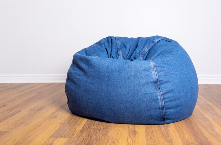 Eco friendly bean bag chair on wood floors for home interiors