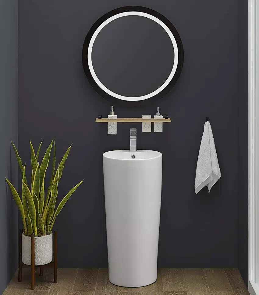 Glossy white contemporary pedestal sink