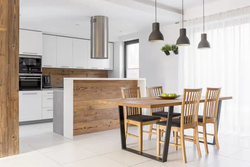 Engineered wood and metal table