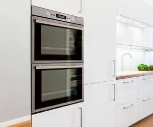 Double Oven Dimensions Standard Top Brand Sizes Designing Idea   Modern White Kitchen With Double Wall Oven Is 2 300x250 