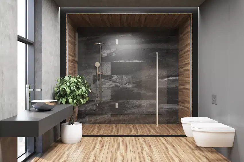 Modern bathroom with shiplap 