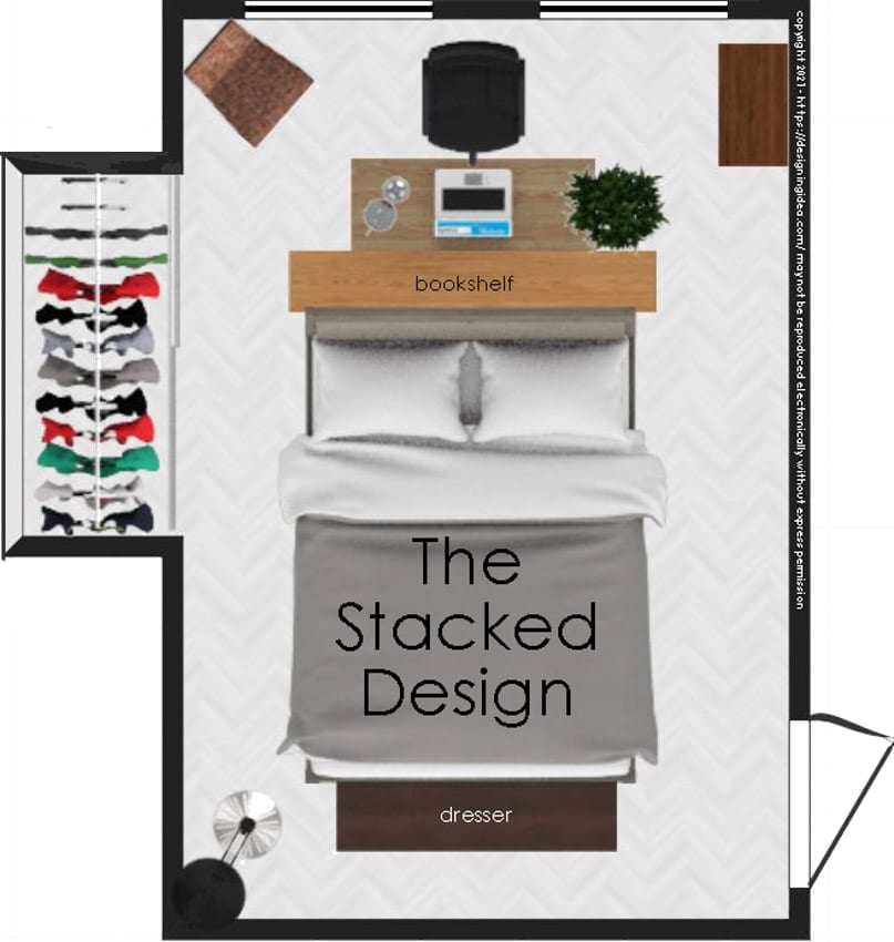 Office suite with bed with a stacked design