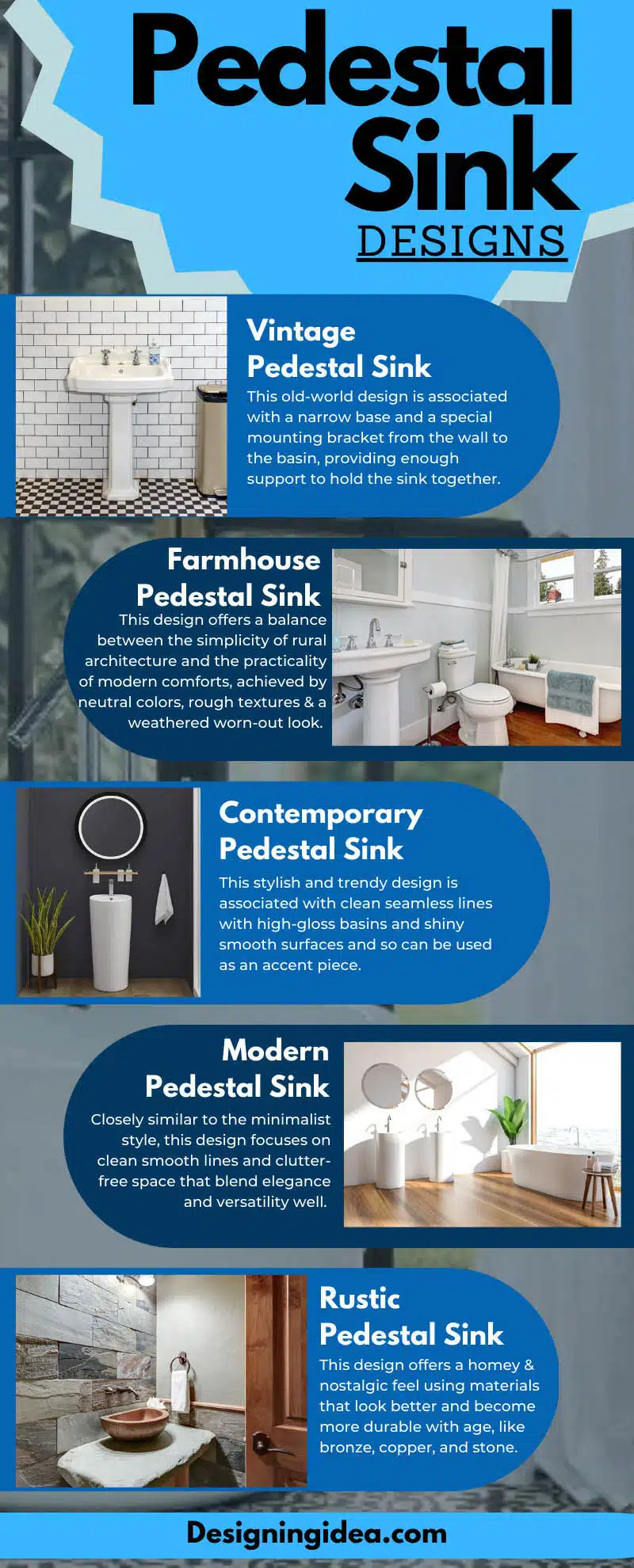 Pedestal sink designs infographic
