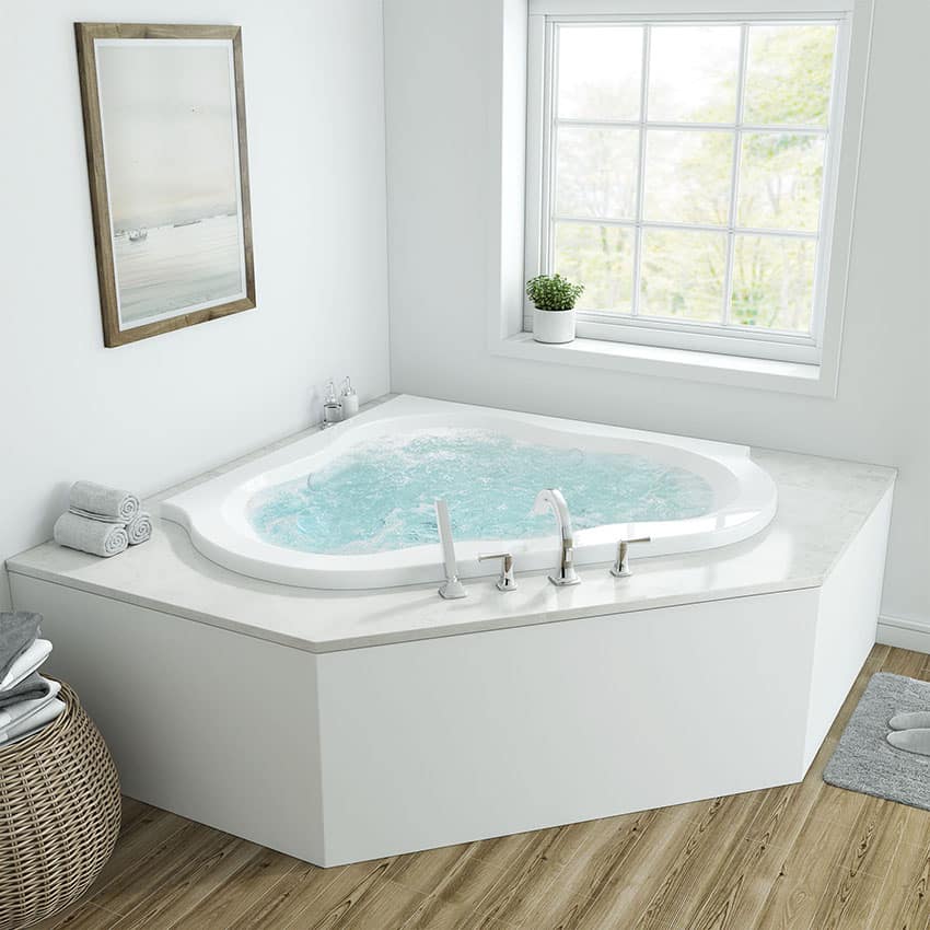American Standard EverClean 77 in Acrylic Corner Drop-in Whirlpool Bathtub