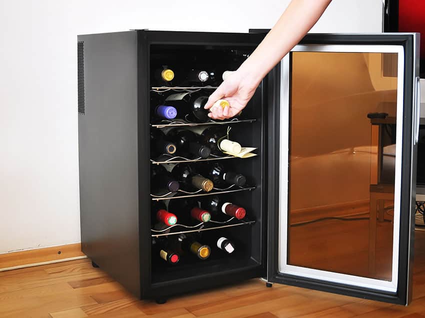 Free standing wine cooler for home interiors