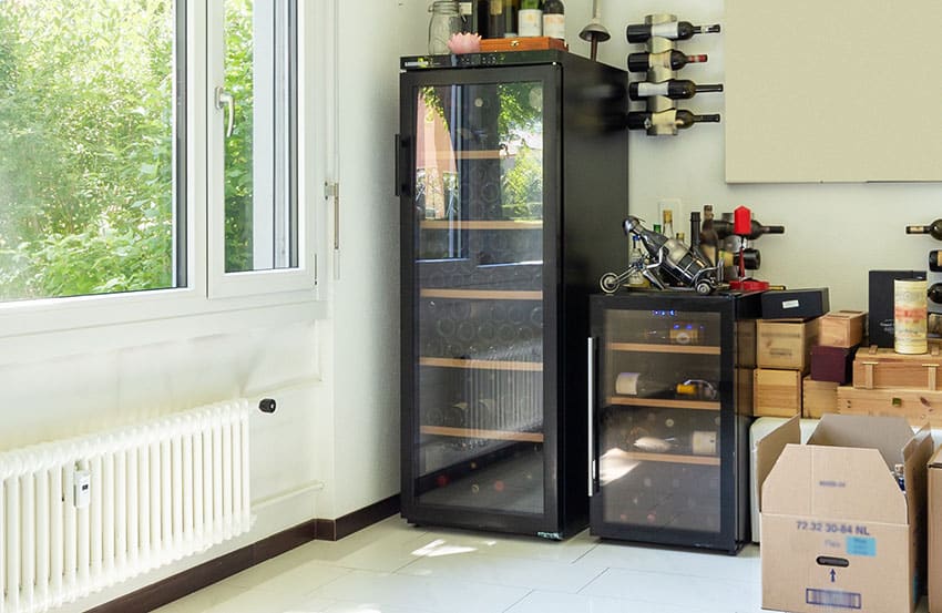 Home interior with wine fridge and wine cooler