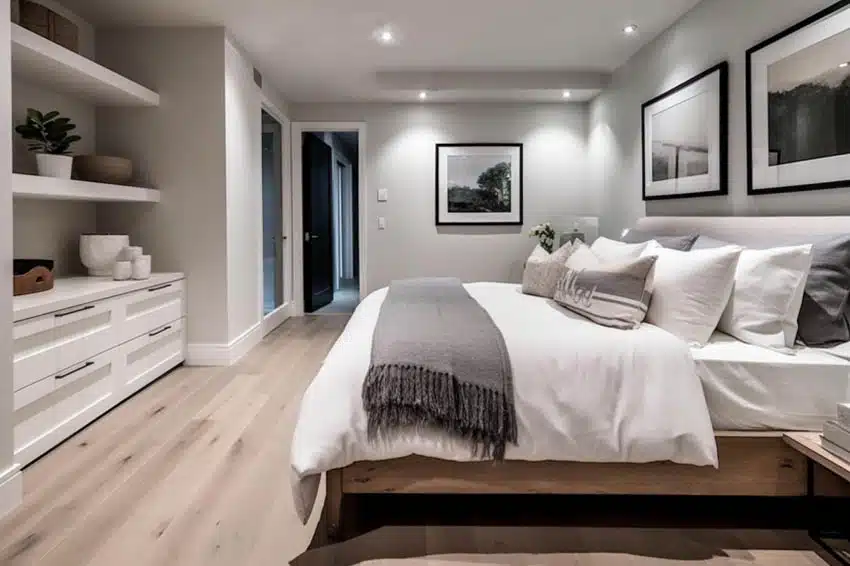 Bedroom with engineered wood floors