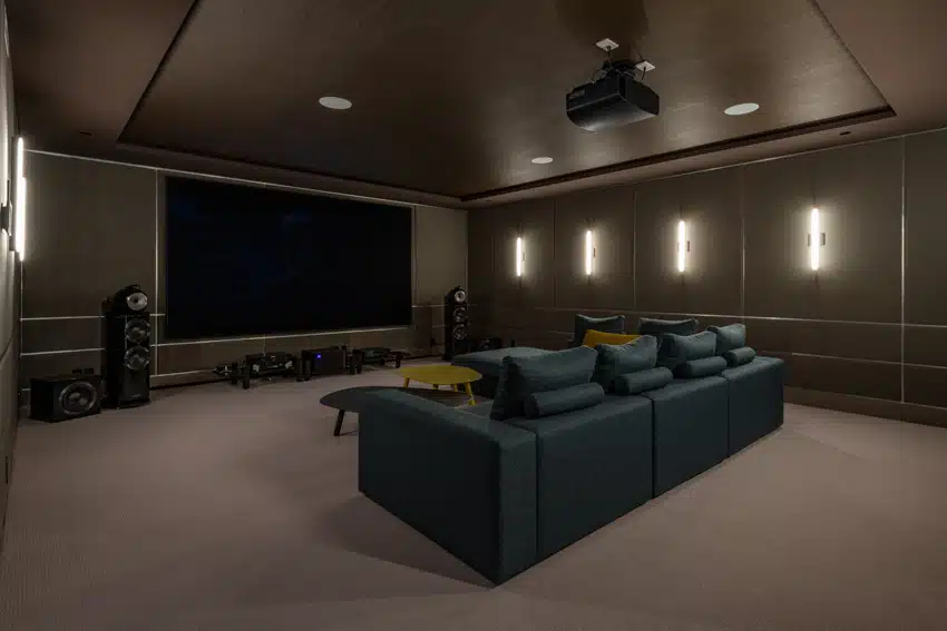 Basement with projector screen