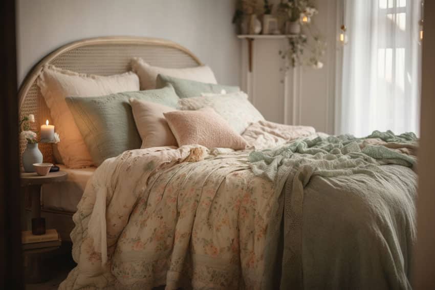 Bedroom design with soft pastel colors